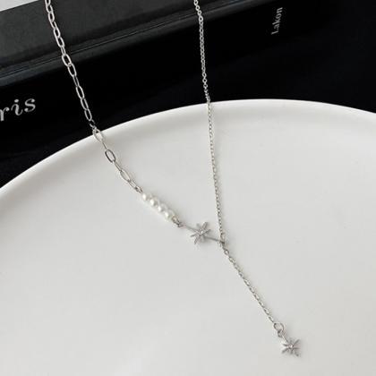 Pearl Eight Star Clavicle Chain In Cool Wind..