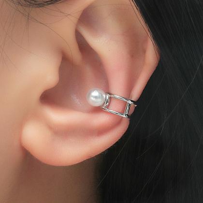 Pearl No Hole Ear Clip Earrings Creative Geometric..