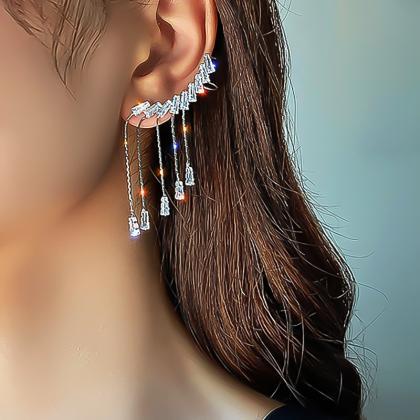 Long Wing Tassel Earrings Women's Net..