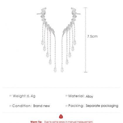 Long Wing Tassel Earrings Women's Net..