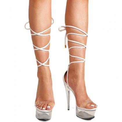 Crystal Heel 15cm Thin High Heel Sandals Fashion..