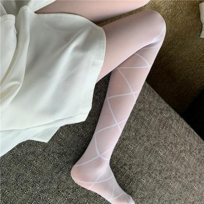 Cross Tie White Stockings