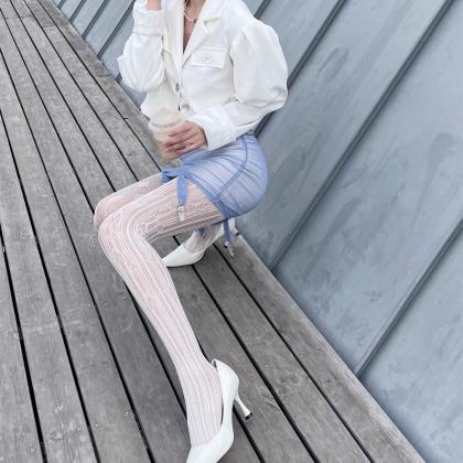 Asymmetric Personality Design White Lace Pantyhose