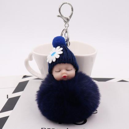 Cute Sleeping Doll Plush Key Ring Daisy Flower..