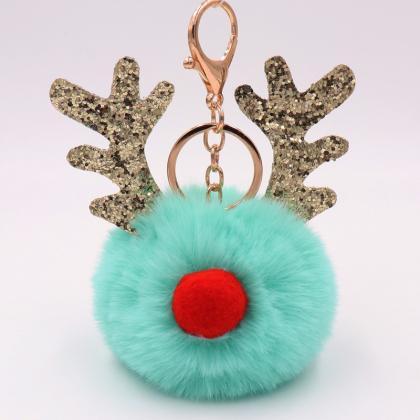 Sequin Elk Christmas Keychain Christmas Antler..