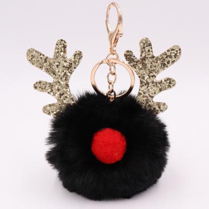 Sequin Elk Christmas Keychain Christmas Antler..