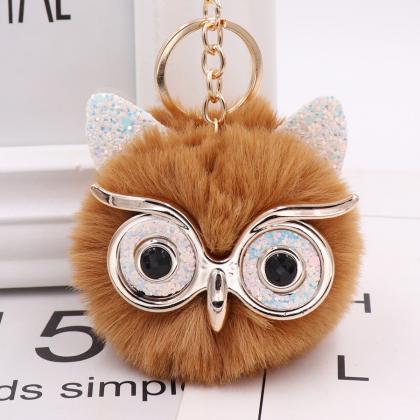Gretel Owl Plush Key Ring Imitation Rabbit Hair..