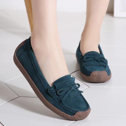 Soft Sole Lace Up Comportable Casual Flats-dark..