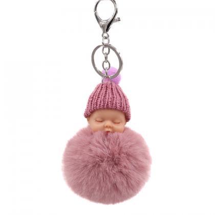 Cute Cute Sleeping Doll Hairball Key Chain..