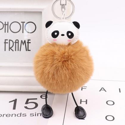 Lovely Panda Hairball Key Chain Pendant..