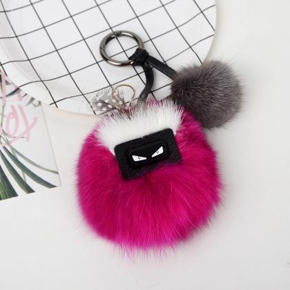 Mini Monster Pendant Hair Ball Lovely Fox Hair Key..