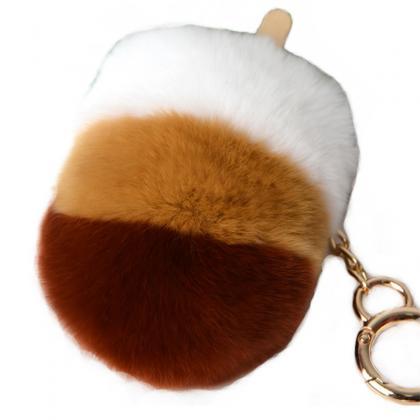 Rex Rabbit Fur Ice Cream Fur Pendant Car Key Bag..