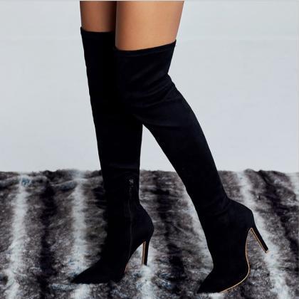 Autumn And Winter Long Elastic Boots-1