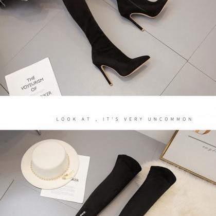 Autumn And Winter Long Elastic Boots-3