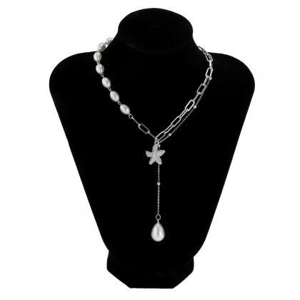 Pearl Mixed With Bead Chain Necklace Metal..