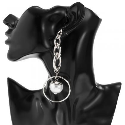 Geometric Metal Tassel Chain Earrings Fashion..