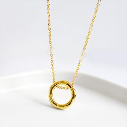 Golden Collarbone Chain Irregular Design Circle..