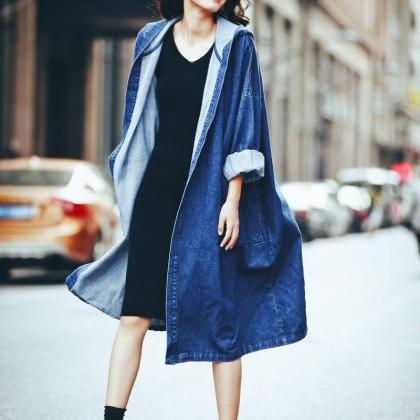 Spring And Autumn Bf Style Casual Loose Knee Coat..