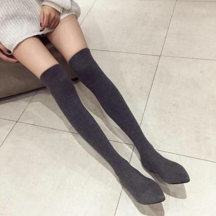 Winter Flat Bottomed Boots Knitted Wool Socks..
