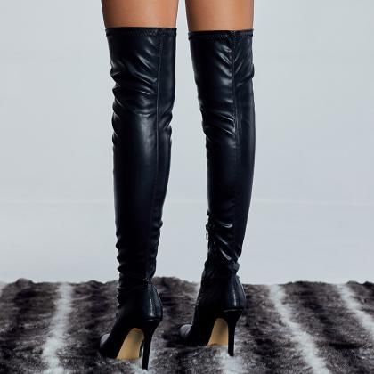 Thin High Heel Pointed Long Tube Knee Boots
