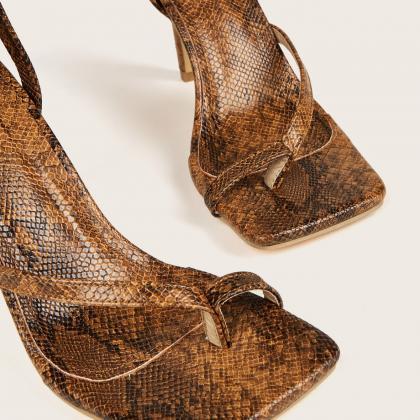 Snake Pattern Clip Toe Snake Winding Sandals