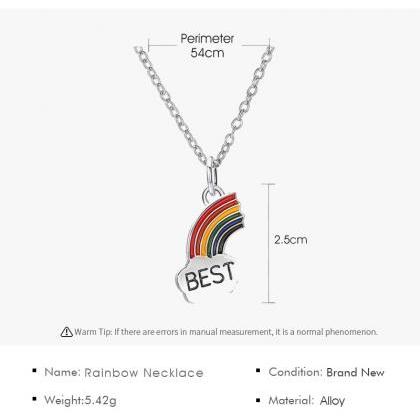 Friends Stitched Rainbow Necklace Clavicle Chain..