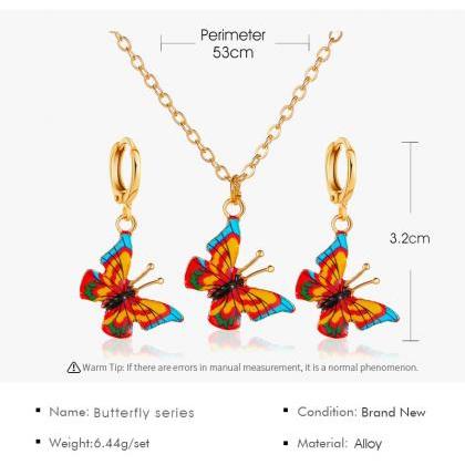 Orange Yellow Colorful Butterfly Earring Necklace..
