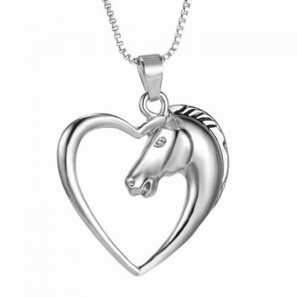 Hollow Out Horse Love Alloy Necklace Sweater Chain