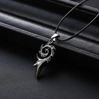 Stainless Steel Flame Pattern Pendant Necklace