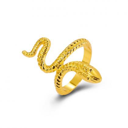 Golden Vintage Alloy Open Snake Ring