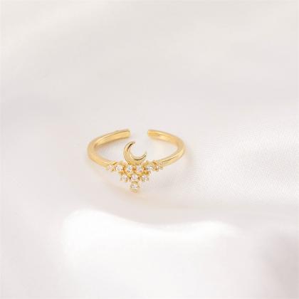 Zircon Star Moon Ring Creative Simple Diamond..