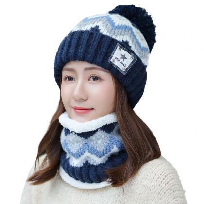 Navy Blue Autumn And Winter Plush Ear Protection..