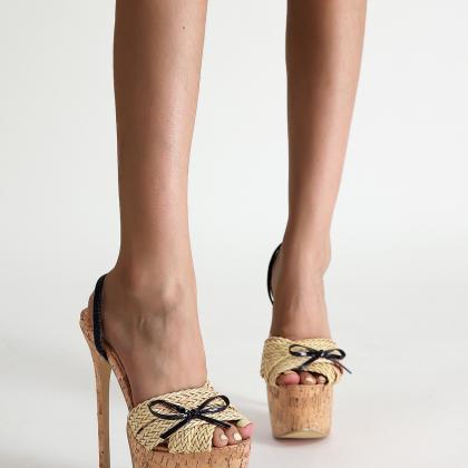 Woven High-heeled Sandals Thin Heeled..