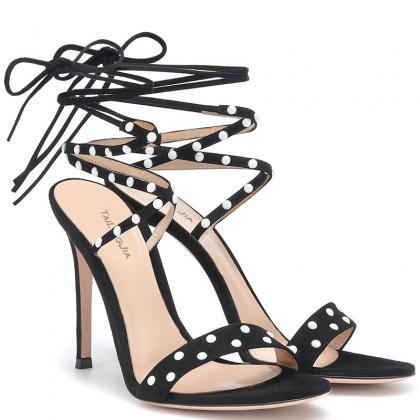 Pearl Strap Design High-heeled Sandals Open Toe..