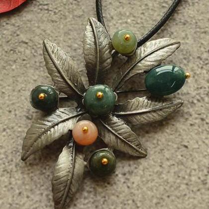 Vintage Leaves Tree Brooch&necklace