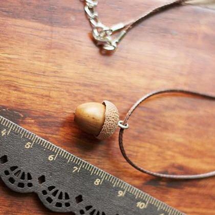 Vintage Simple Acorn Leather String Necklace