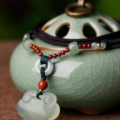 Vintage Natural Jade Pendant Neckla..