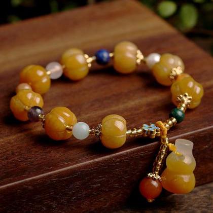 National Goldline Jade Pumpkin Beads Calabash..