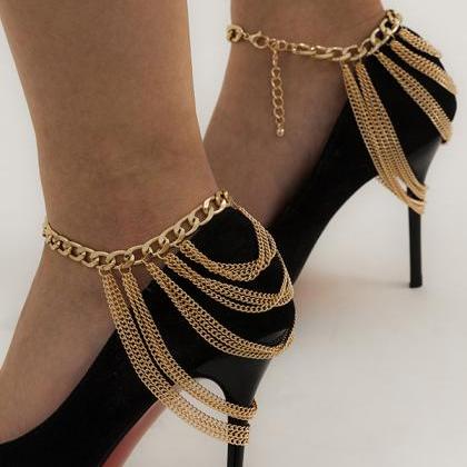 Simple Multi-layered Tassels Chains Anklets