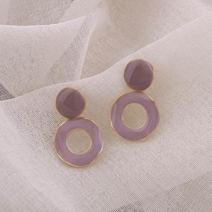 Vintage Purple Two Circles Shape Earrings..