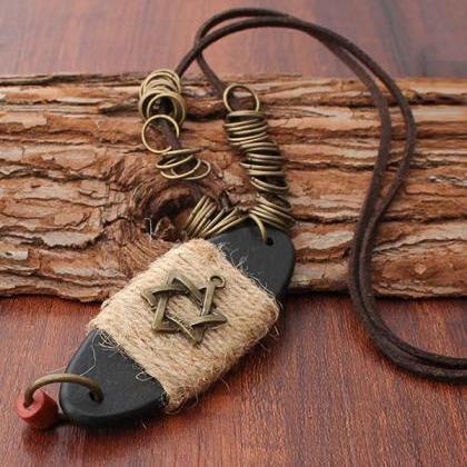 Vintage Wooden Star Shape Necklaces Accessories