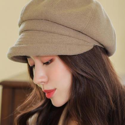 Gray Vintage Solid Color Beret Hat