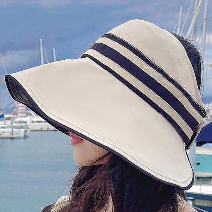 Going Out Contrast Color Striped Sun Hat