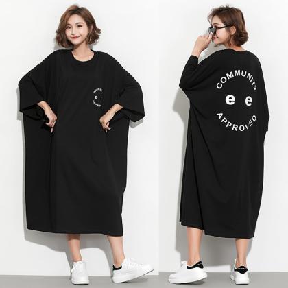 Loose Smiling Face Print Large T-shirt Casual..