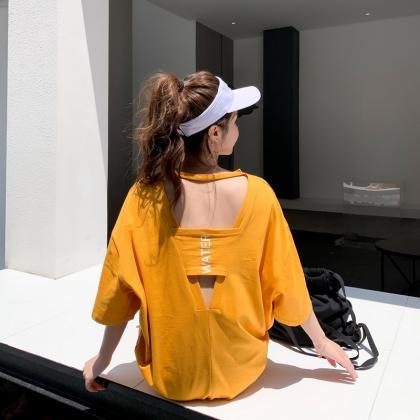 Loose Large Backless T-shirt Casual Holiday Beach..
