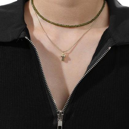 Green Simple Normcore Mushroom Shape Necklaces..