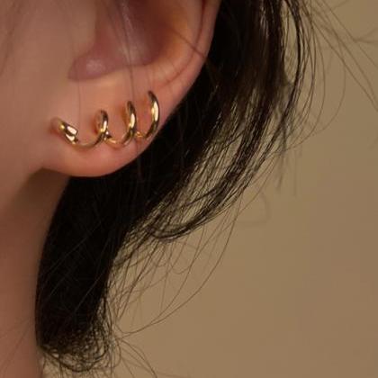 Gold Simple Alloy Geometric Earrings Accessories