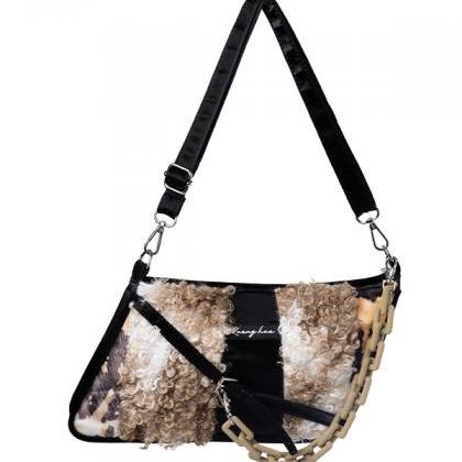 Khaki Original Stylish Leopard Sherpa Chain Bag