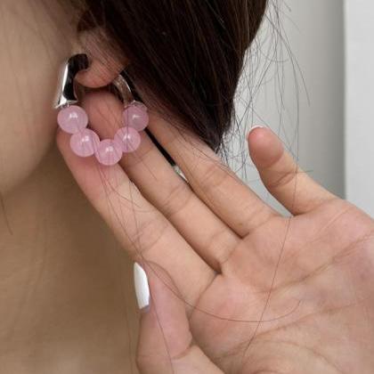 Pink Simple Cute Geometric Earrings Accessories