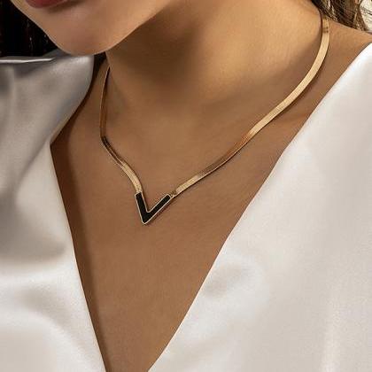 Black Simple Alloy Chain Necklaces Accessories